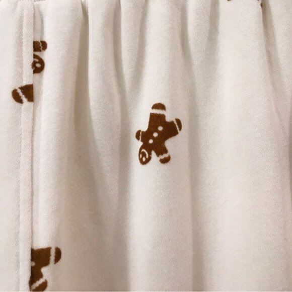 Jane&Delancey pants jogger Women's M Fleece Ivory Gingerbread Holiday Xmas New - Picture 6 of 6